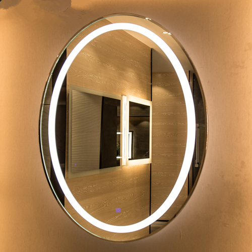 Oval backlit mirror