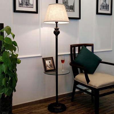 Brass Floor Lamp With Table