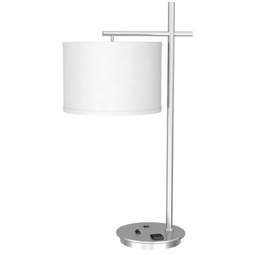 Table lamp with USB port and power outlet
