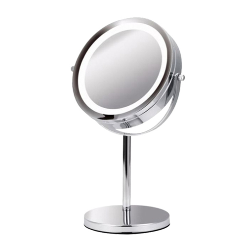 Makeup mirror with lights and magnification