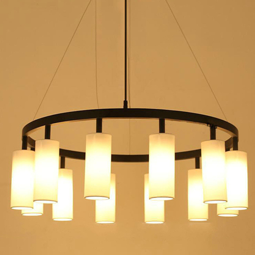 Large black chandelier with shades