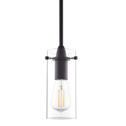 Black glass cylinder pendant light