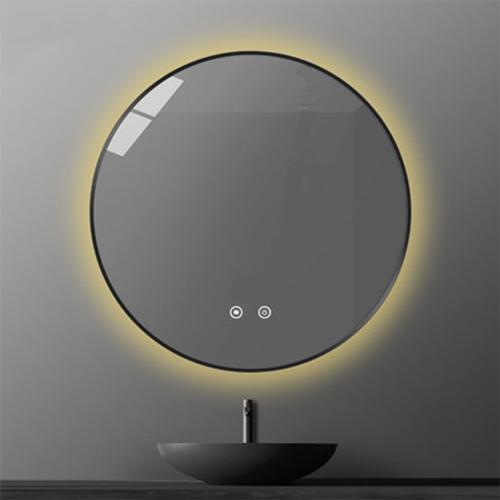 مرآة ذهبية دائرية مع اضواء
