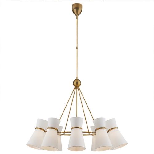 8 Light chandelier with white shades